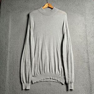 Canali Mens Mock Neck Sweater Charcoal Gray Made in Italy Size XL Merino Wool